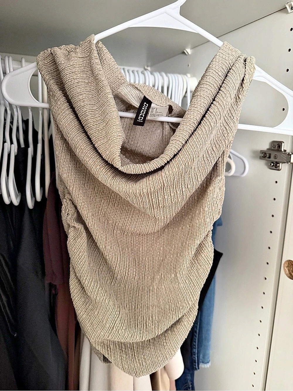 H&M Beige Draped Neck Tank Top